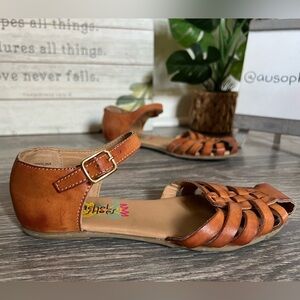 Rachel Shoes Appolina Cognac Huarache Minimalist Ankle Strap Sandals. Size 1